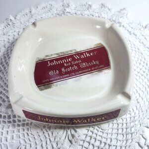 Vintage Johnnie Walker Red Label Ashtray Old Scotch Whisky Square Cerami…